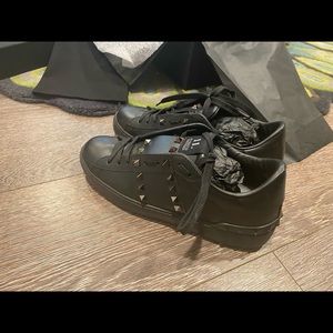 Valentino Rockstud Leather Sneakers Black